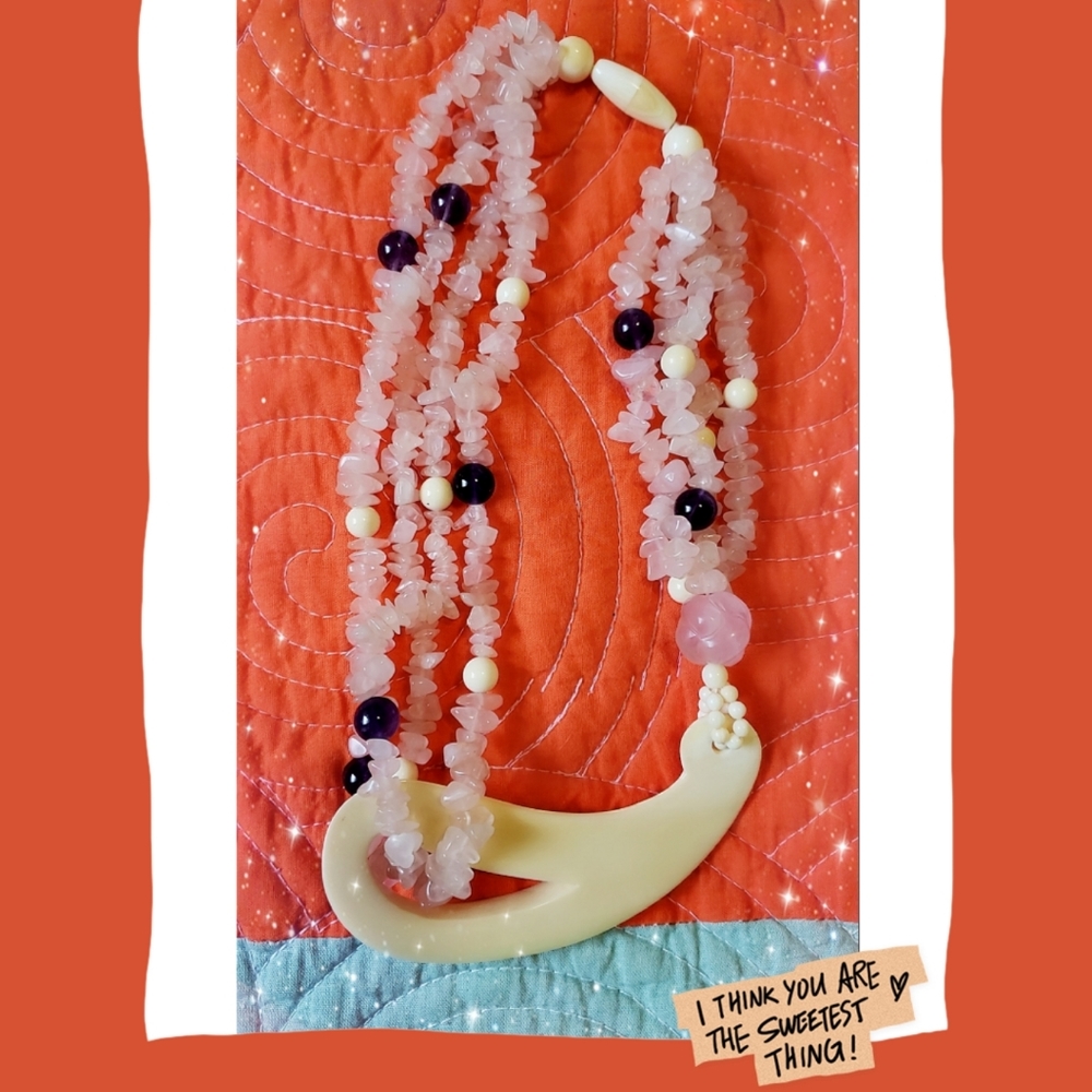 Rose quartz gemstone necklace